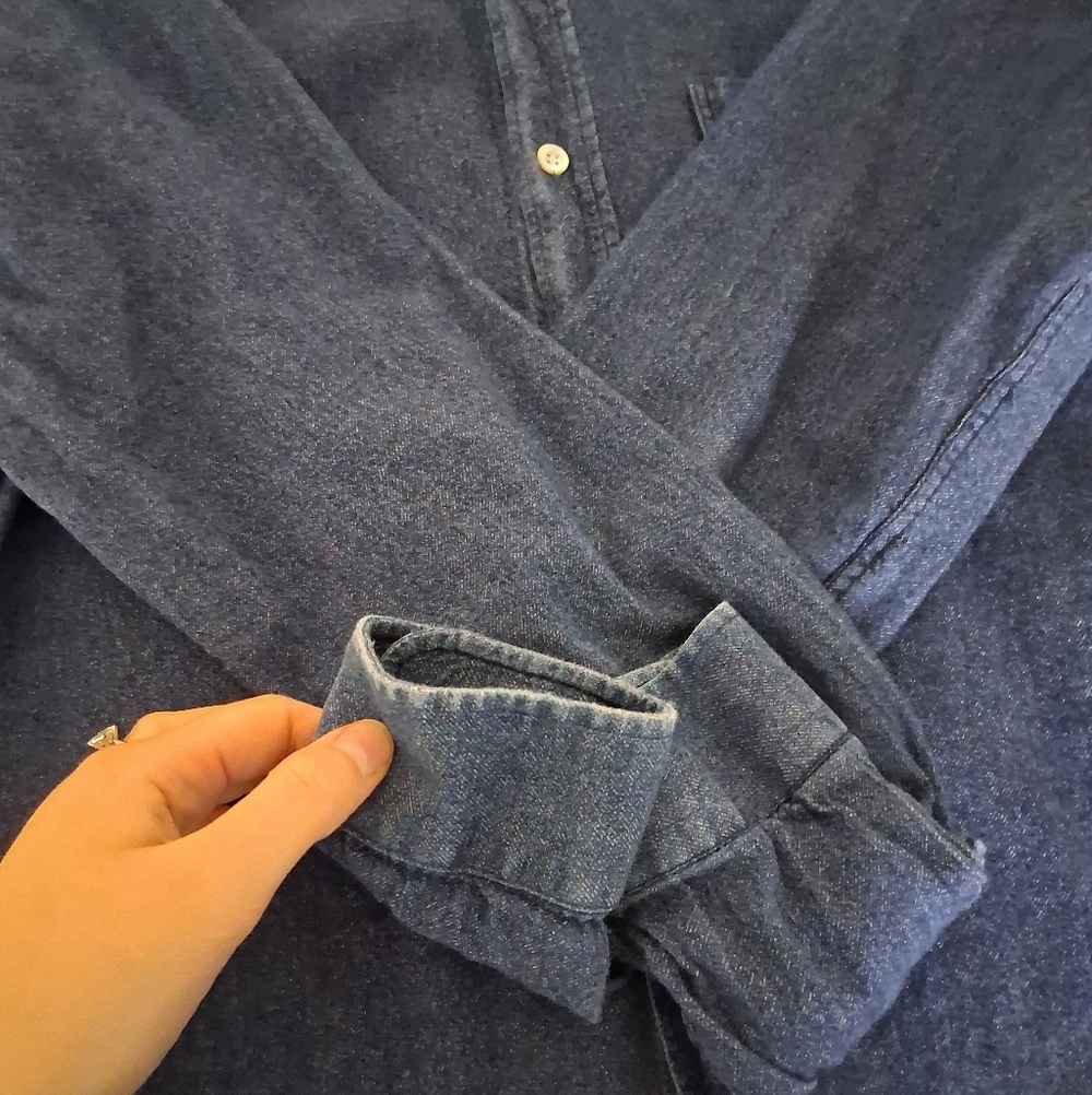 Ami Alexandre Mattiussi/ Blue Denim Button Up Shirt/ 100% Cotton/ Size US M - Picture 15 of 16